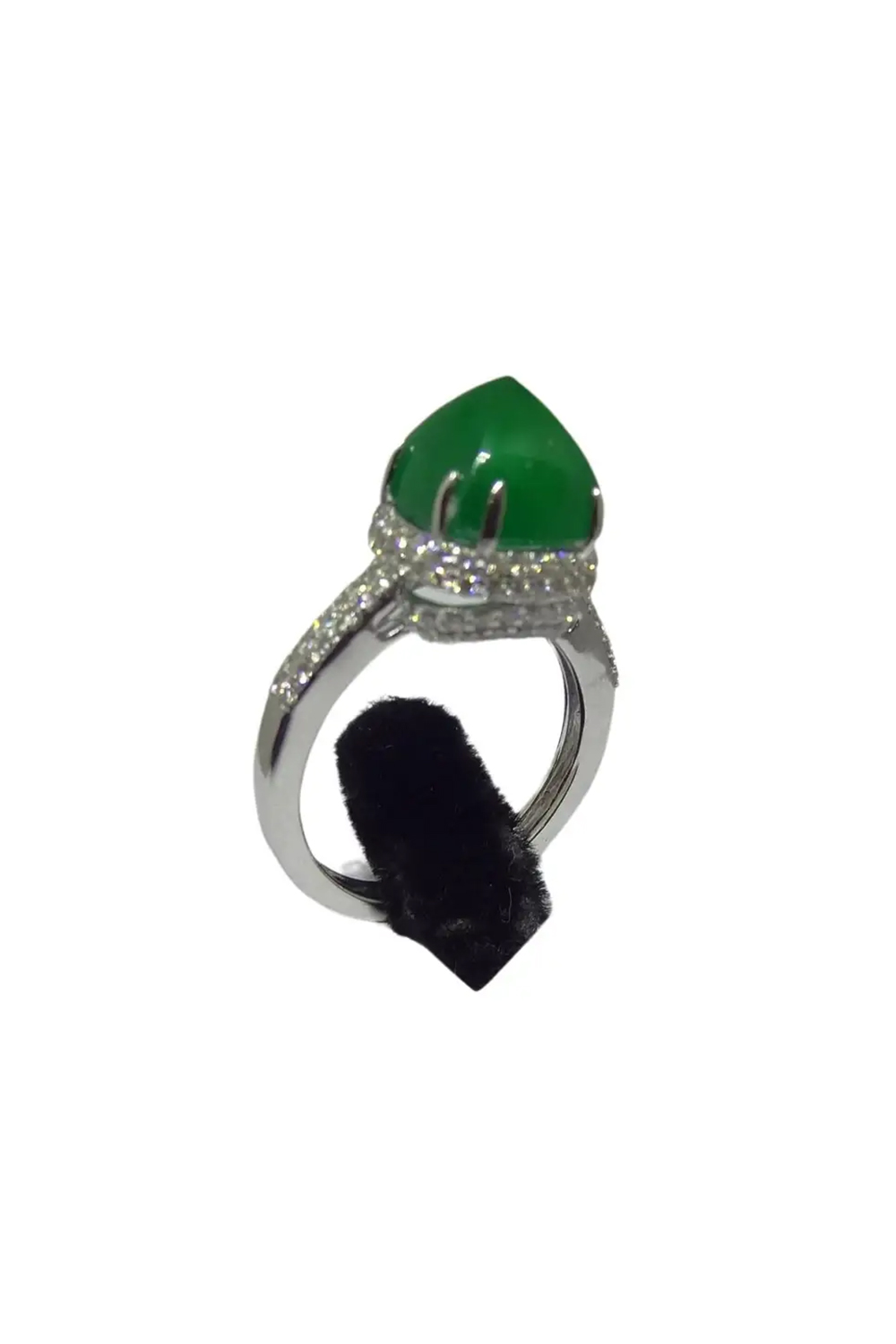 Natural Zambian emerald ring with diamond and 14k gold