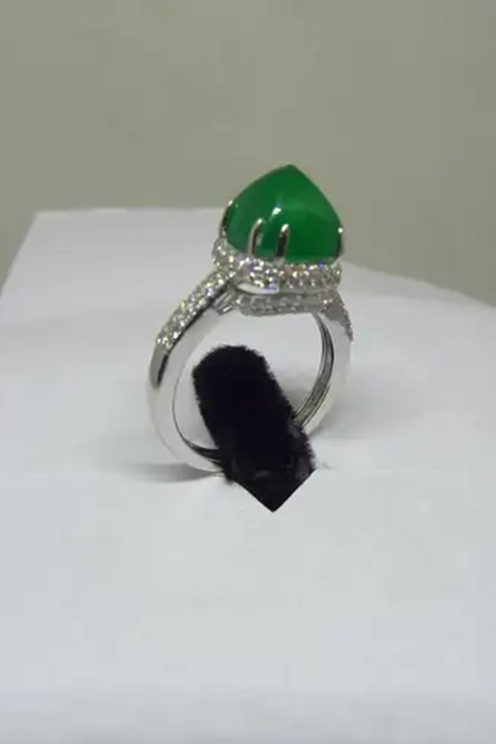 Natural Zambian emerald ring with diamond and 14k gold