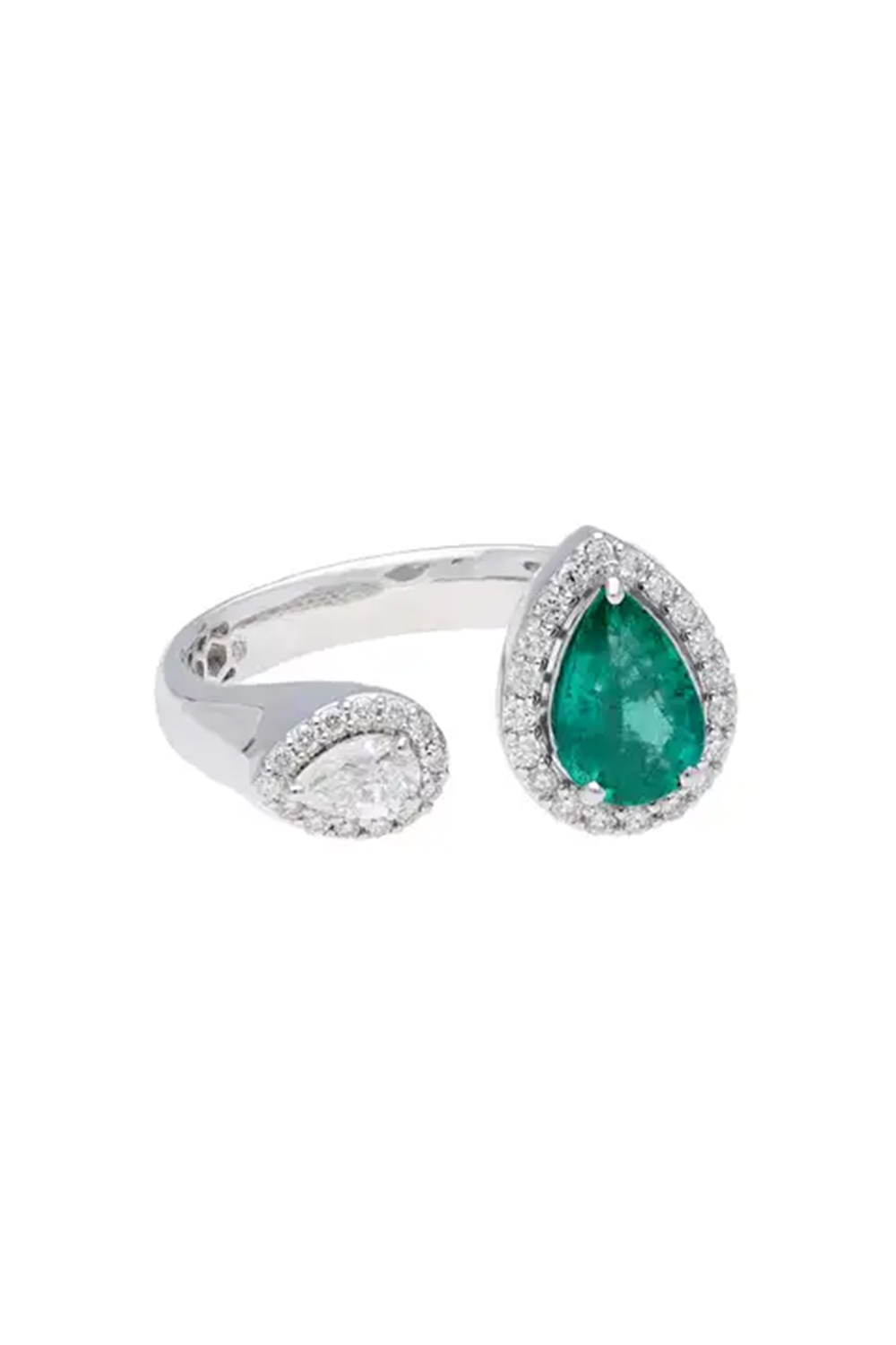 Natural Emerald ring with diamond 0.58 cts in 18k gold