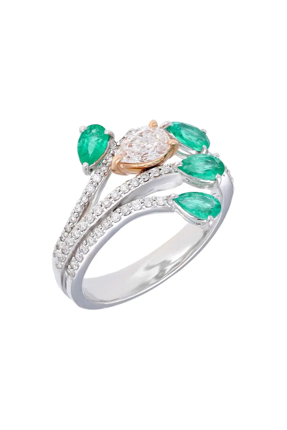 Natural Emerald ring with diamond 0.67 cts in 18k gold