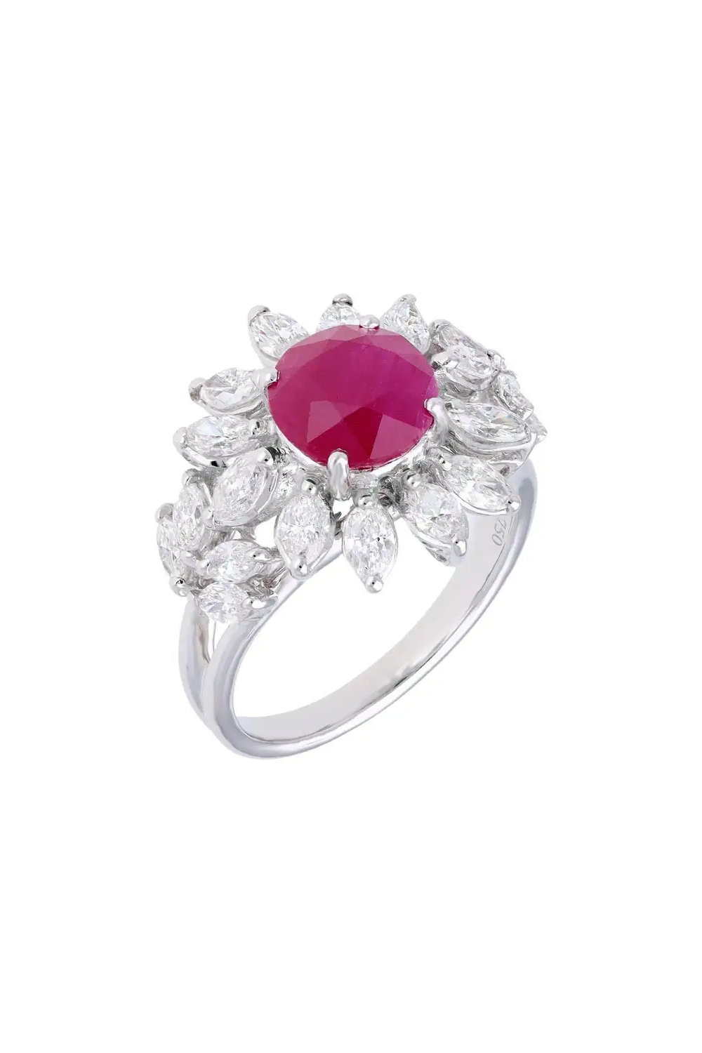 Natural Ruby Ring with diamond 1.48 cts in 18k gold