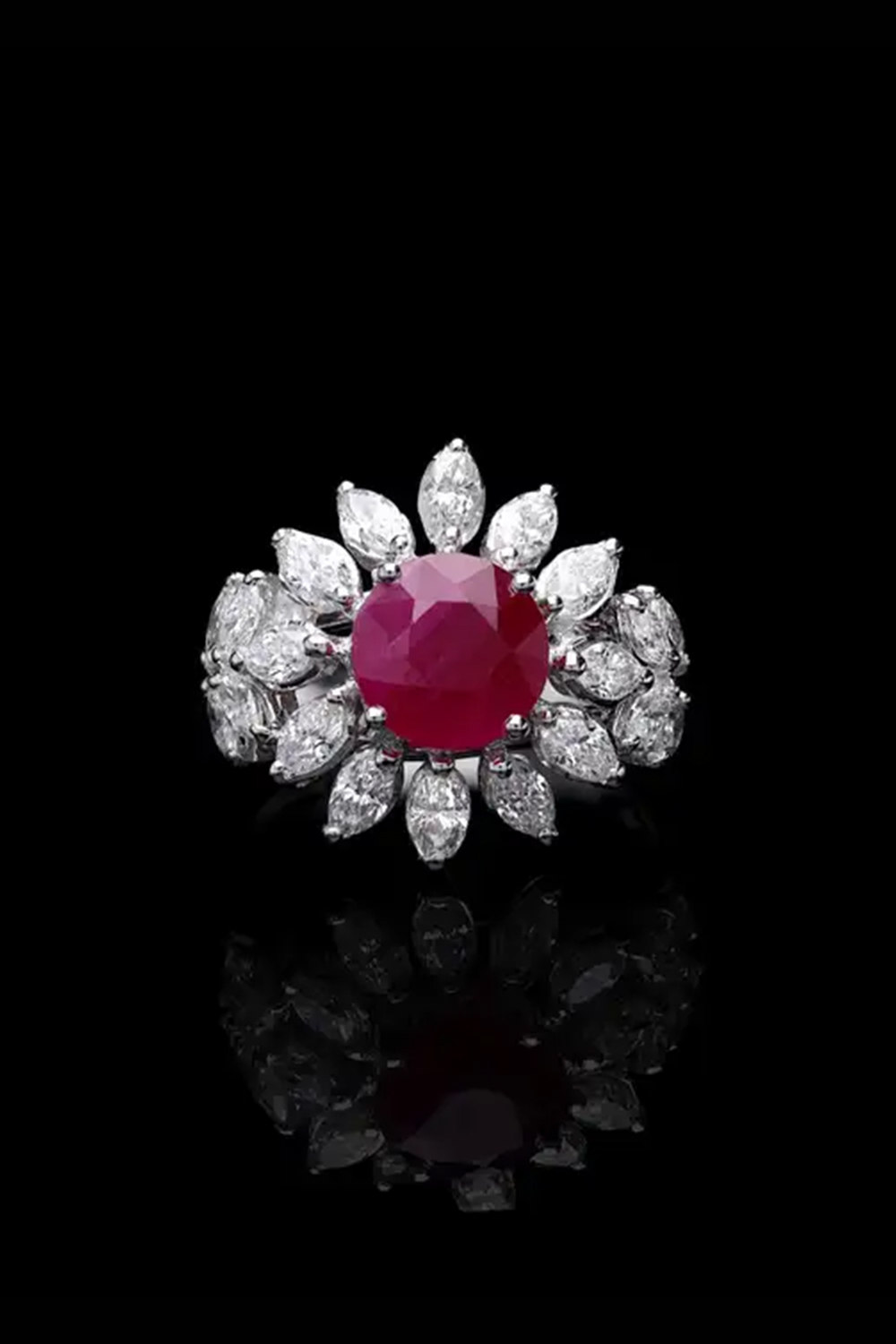 Natural Ruby Ring with diamond 1.48 cts in 18k gold