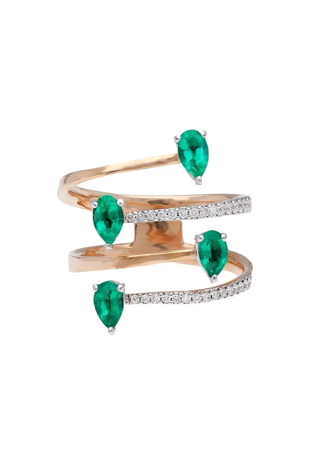 Natural emerald Ring with diamond 0.80 cts in 18k gold