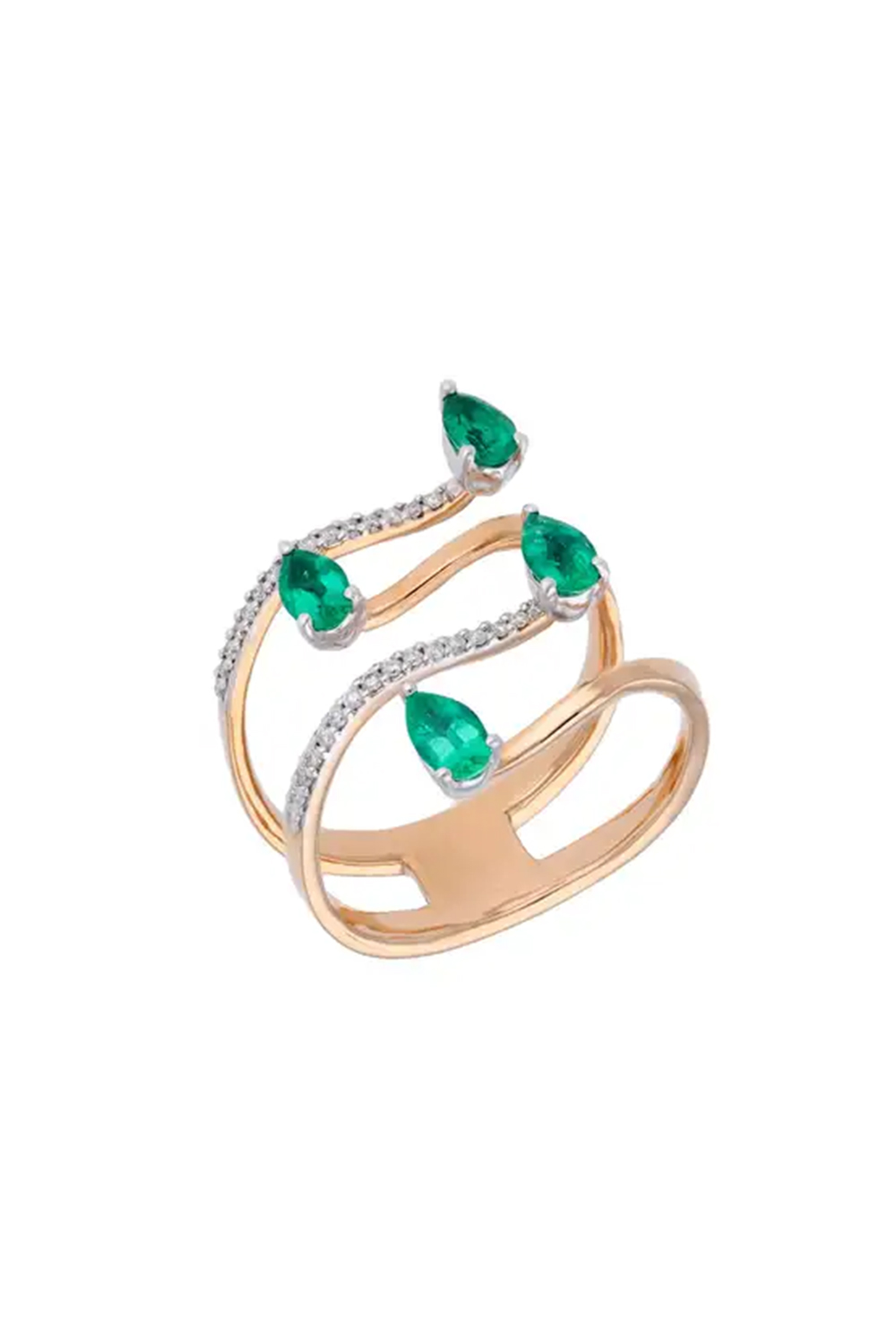 Natural emerald Ring with diamond 0.80 cts in 18k gold