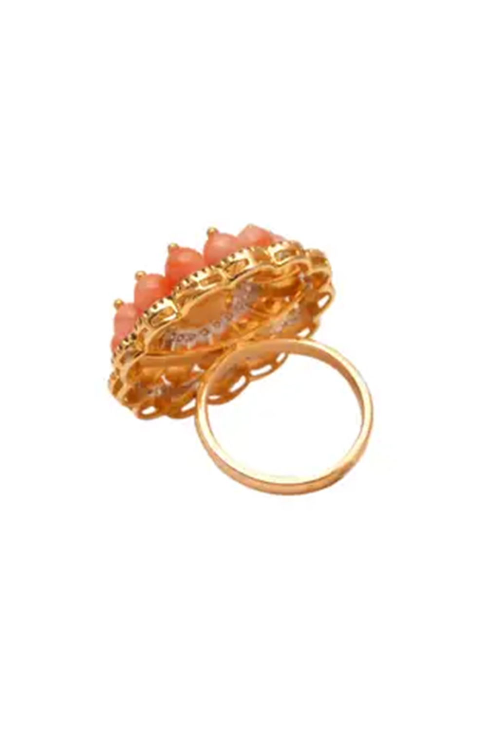 18k gold 0.20cts Polki & 0.69cts Diamond & 8.23cts Coral Ring