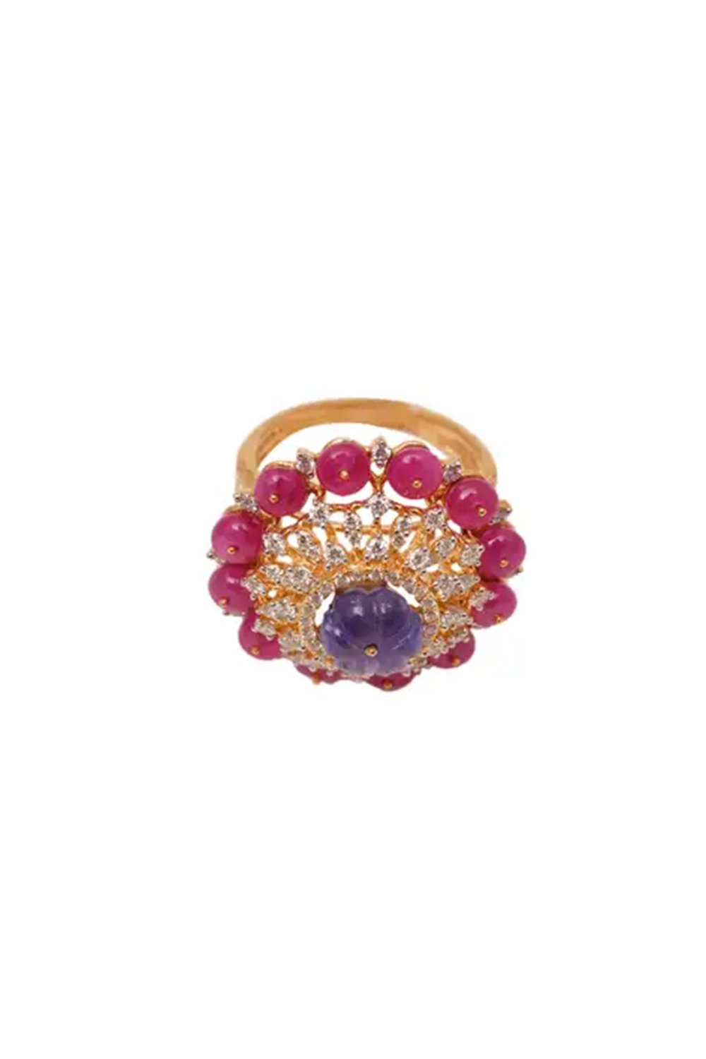 18k gold 1.20cts Diamond & 2.73cts Tz & 6.28cts Ruby Ring