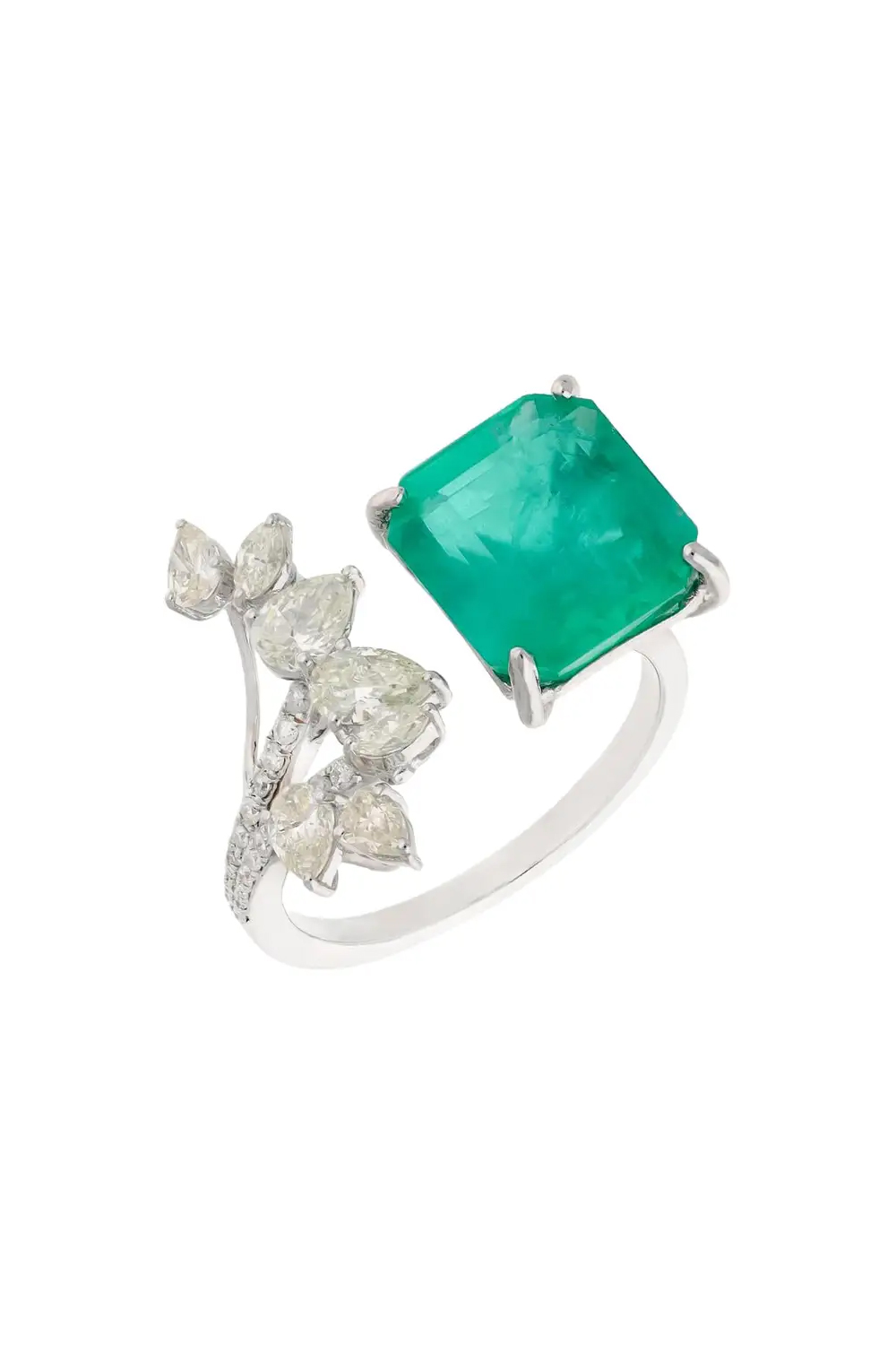 Natural zambian emerald ring with diamond 0.92cts in 18k gold