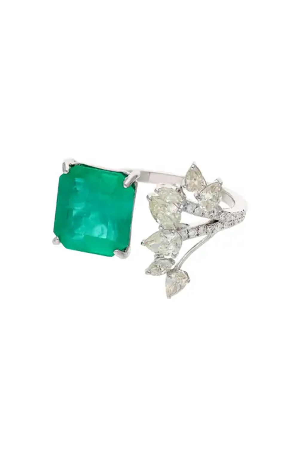 Natural zambian emerald ring with diamond 0.92cts in 18k gold