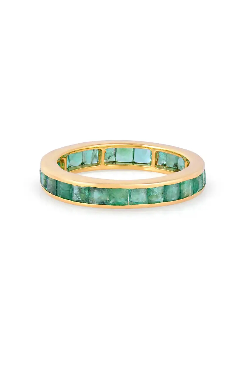 Natural Emerald Gold Ring in 18K