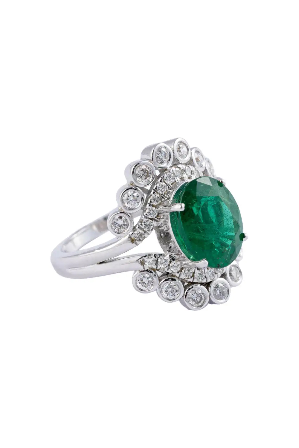 2.96cts Zambian Emerald Ring with 0.65cts Diamonds and 14k Gold