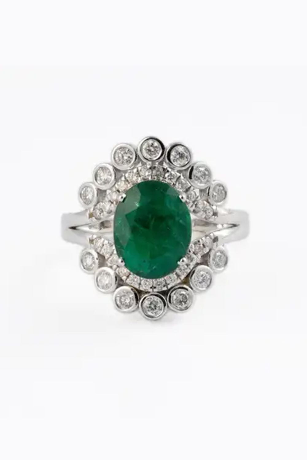 2.96cts Zambian Emerald Ring with 0.65cts Diamonds and 14k Gold