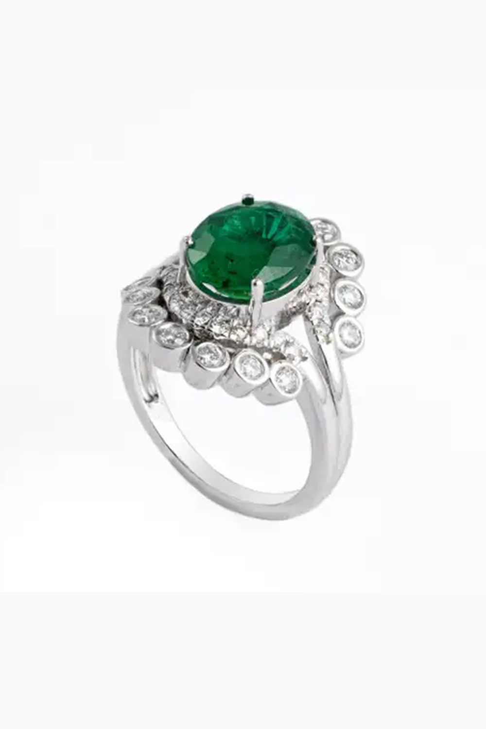 2.96cts Zambian Emerald Ring with 0.65cts Diamonds and 14k Gold