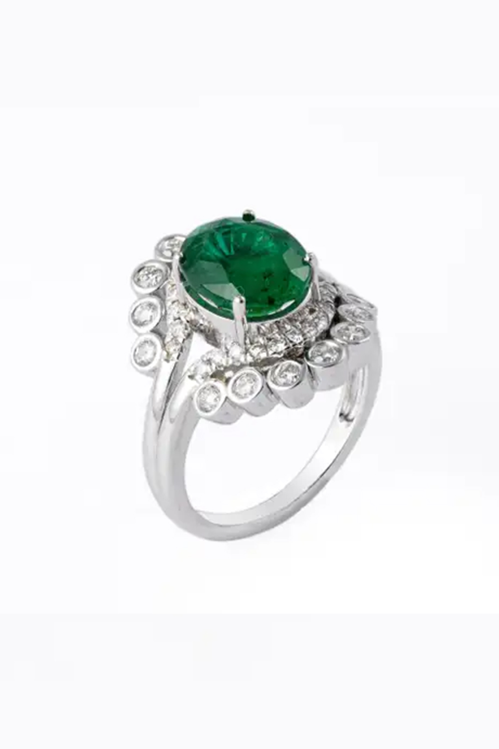 2.96cts Zambian Emerald Ring with 0.65cts Diamonds and 14k Gold