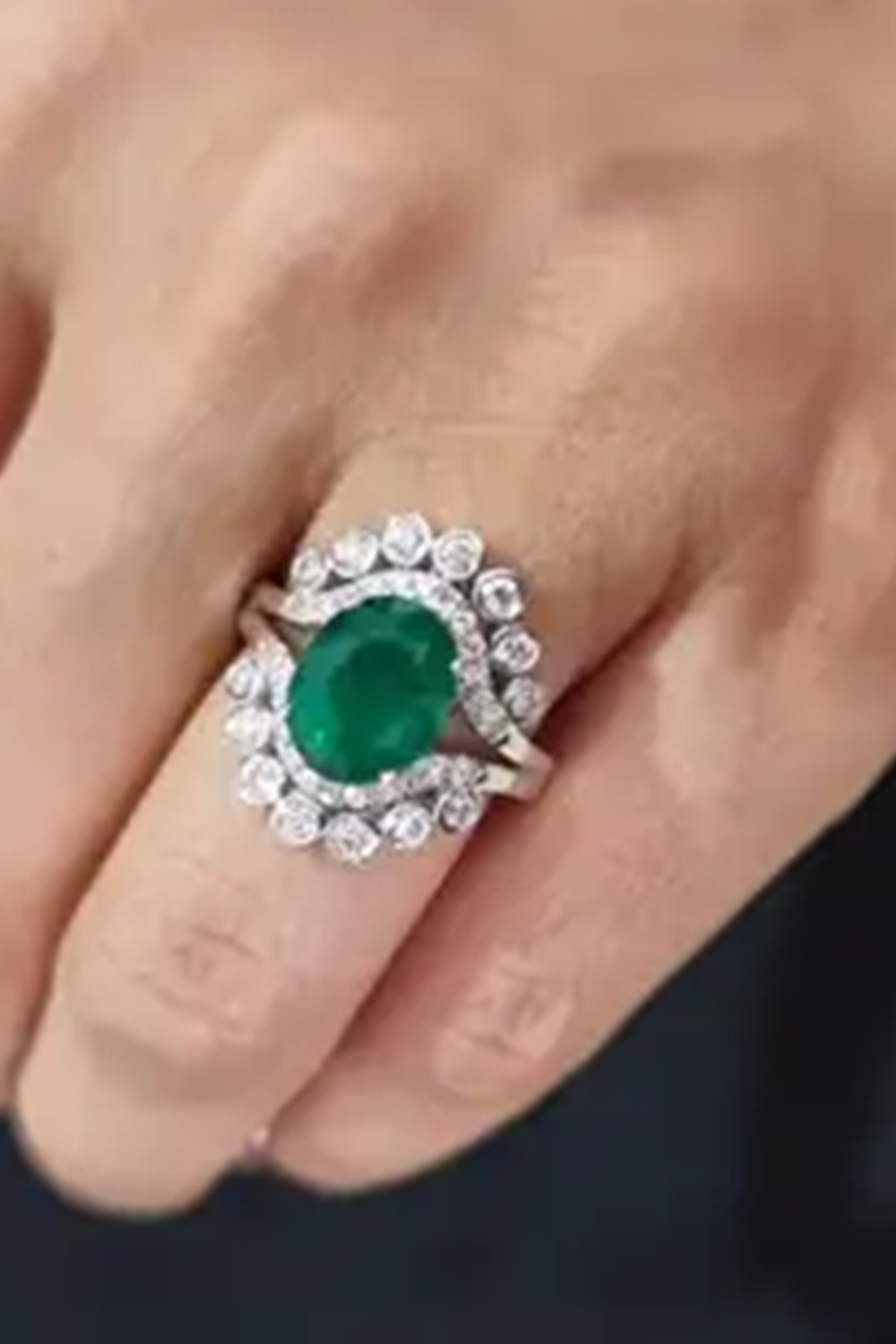 2.96cts Zambian Emerald Ring with 0.65cts Diamonds and 14k Gold