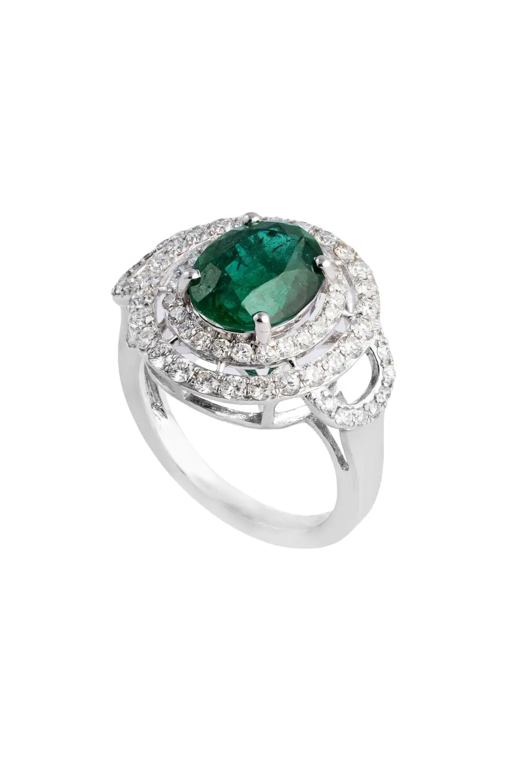 3.36cts Zambian Emerald Ring with 1.01cts Diamonds and 14k Gold