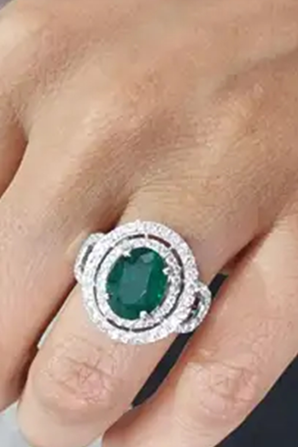 3.36cts Zambian Emerald Ring with 1.01cts Diamonds and 14k Gold