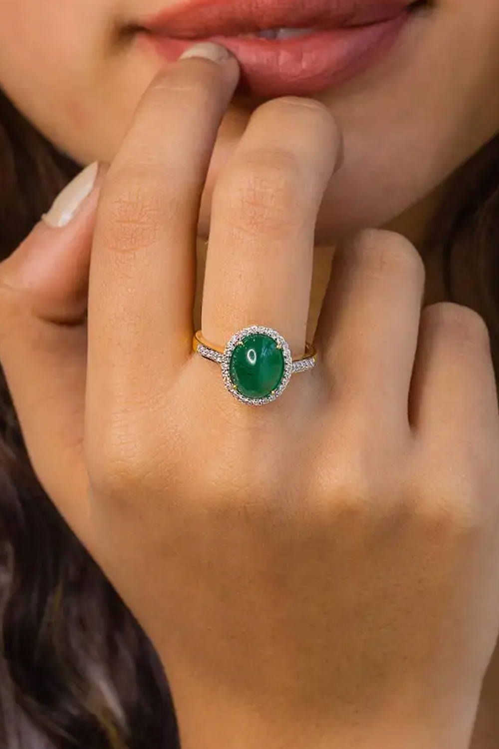 Natural Emerald Gold Ring in 14k