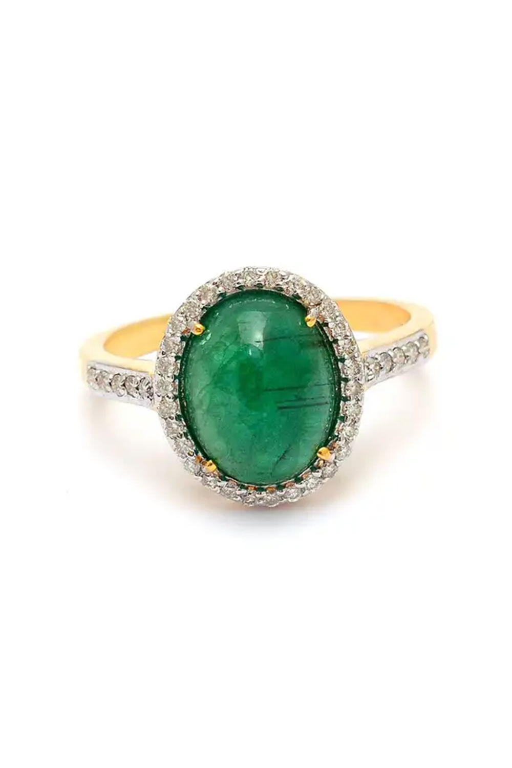 Natural Emerald Gold Ring in 14k