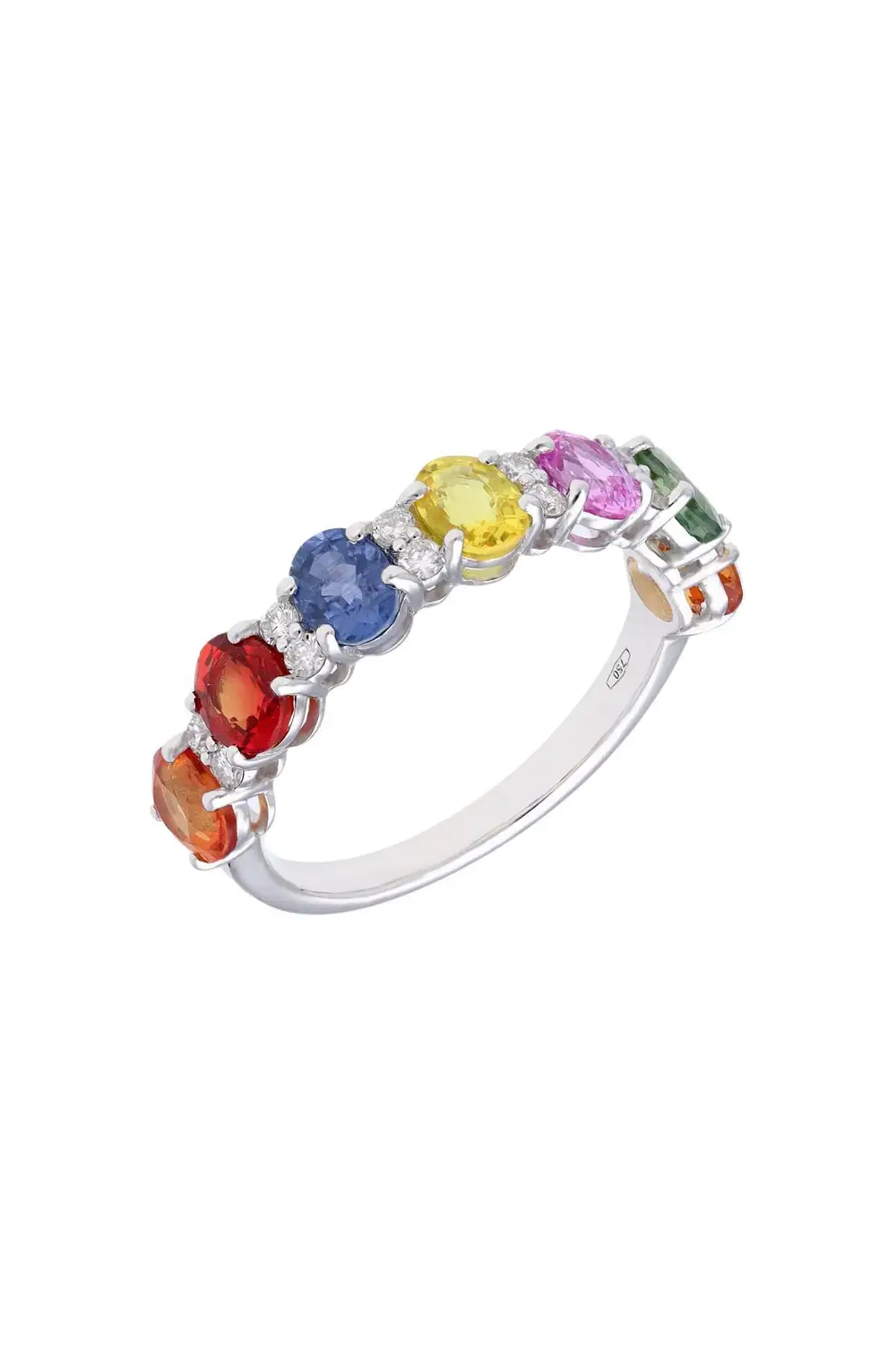 Natural Multi sapphire ring with diamond 0.27 cts in 18k gold