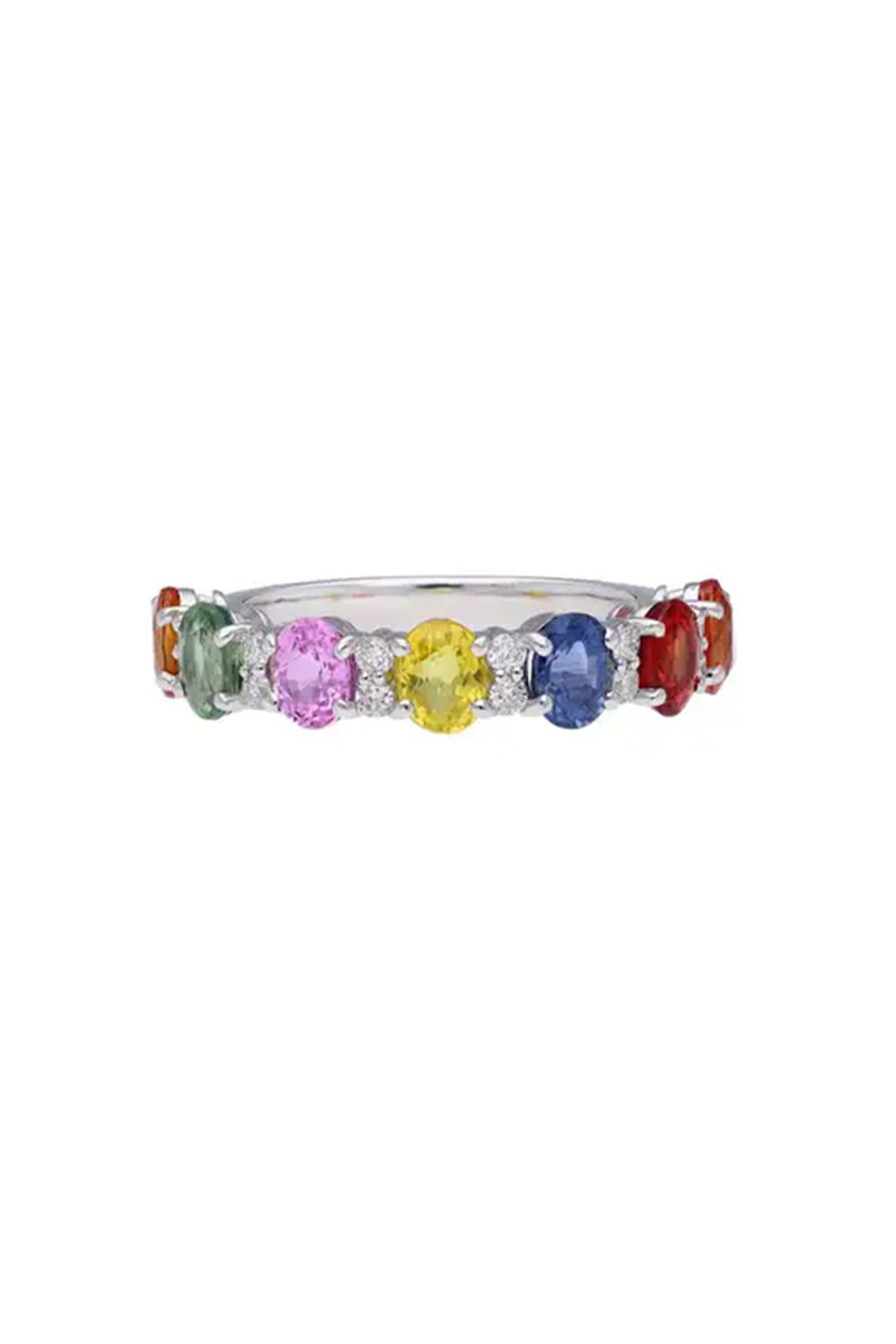 Natural Multi sapphire ring with diamond 0.27 cts in 18k gold