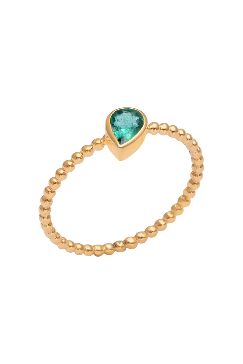 Natural Gold Emerald Ring in 14K