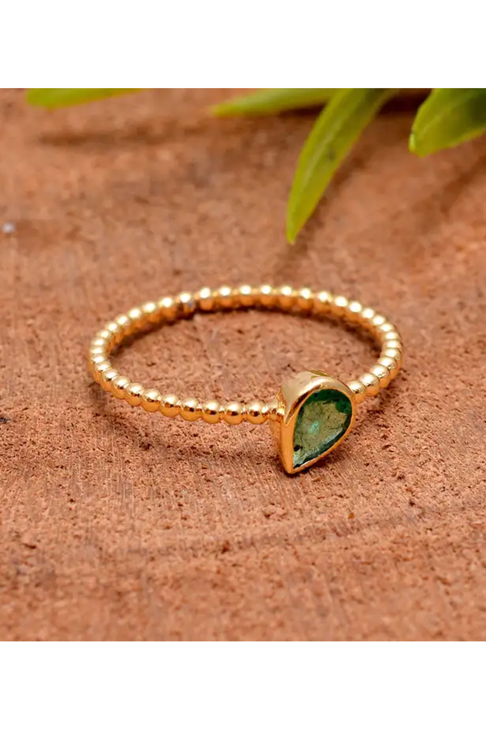 Natural Gold Emerald Ring in 14K