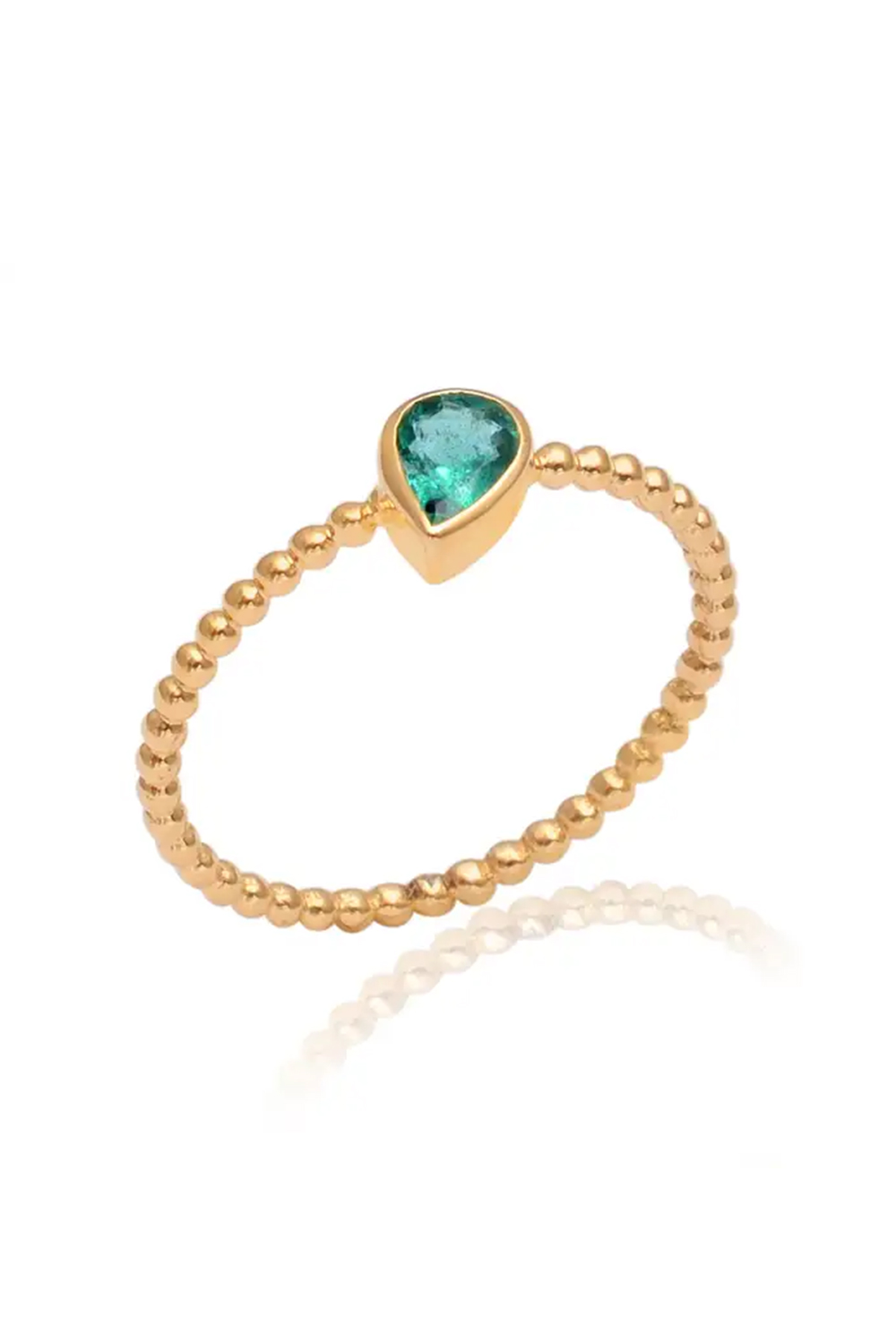 Natural Gold Emerald Ring in 14K