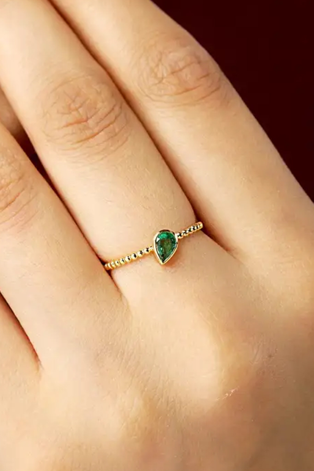 Natural Gold Emerald Ring in 14K