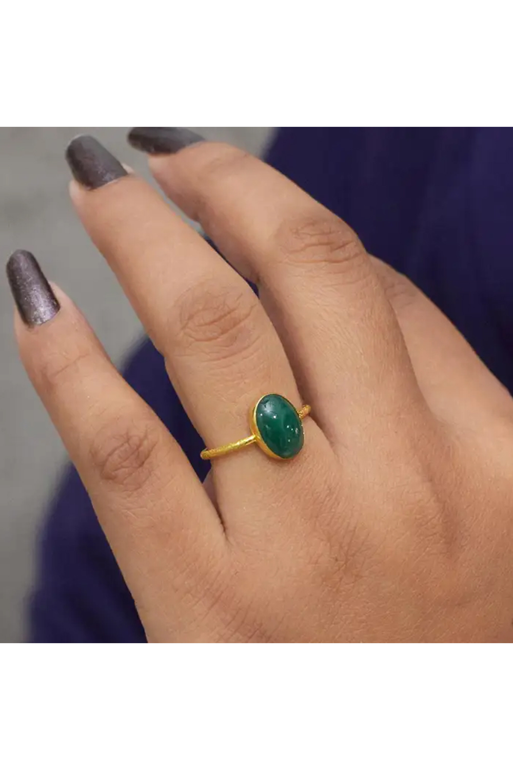 Natural Emerald Gold Rings in 18K