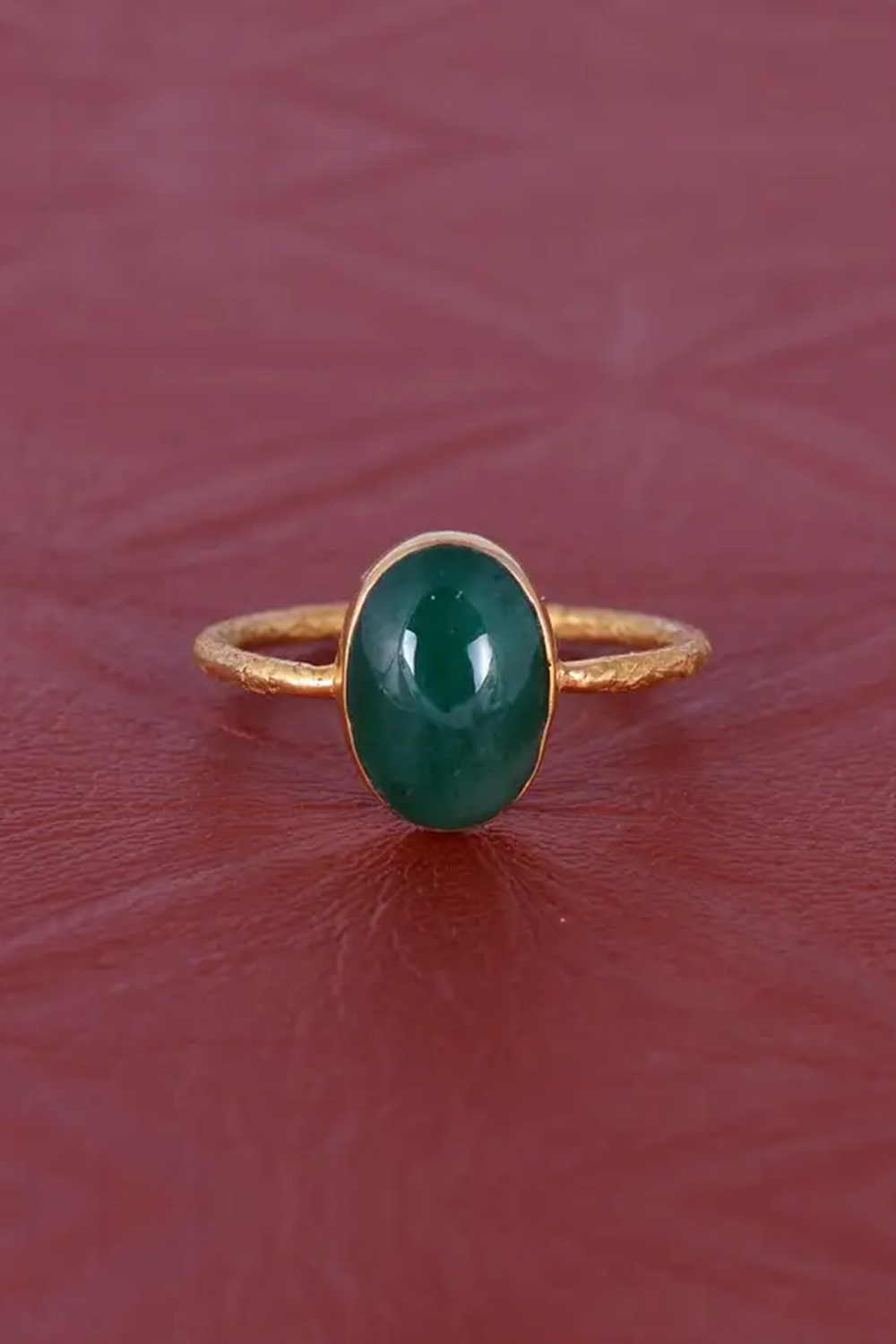 Natural Emerald Gold Rings in 18K