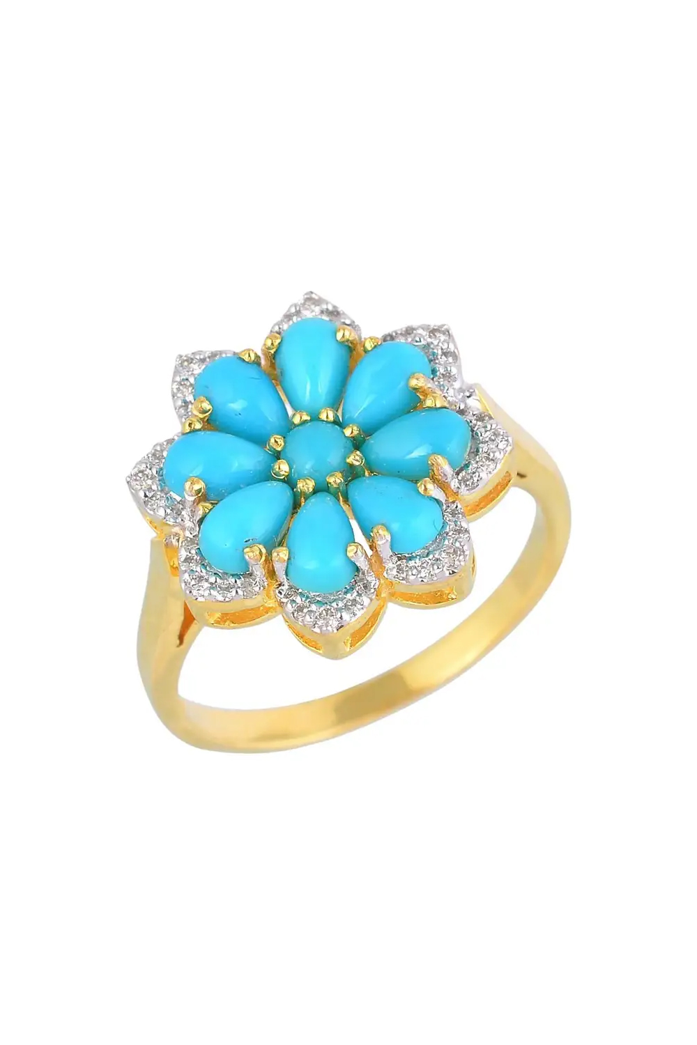 Natural Turquoise & Diamond Rings in 14K