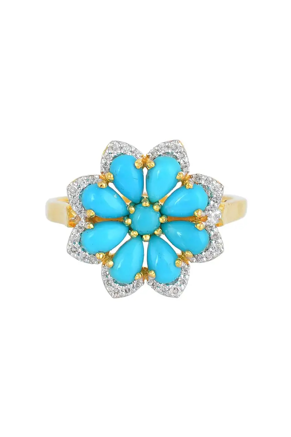 Natural Turquoise & Diamond Rings in 14K