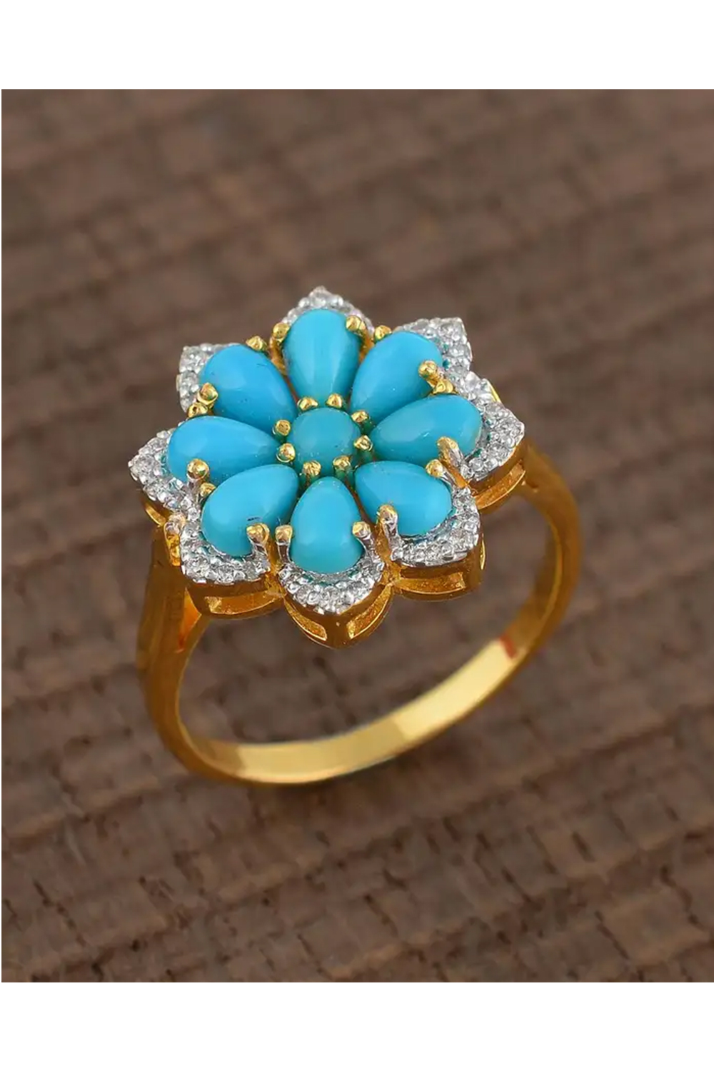 Turquoise Ring with Diamond in 14k Gold