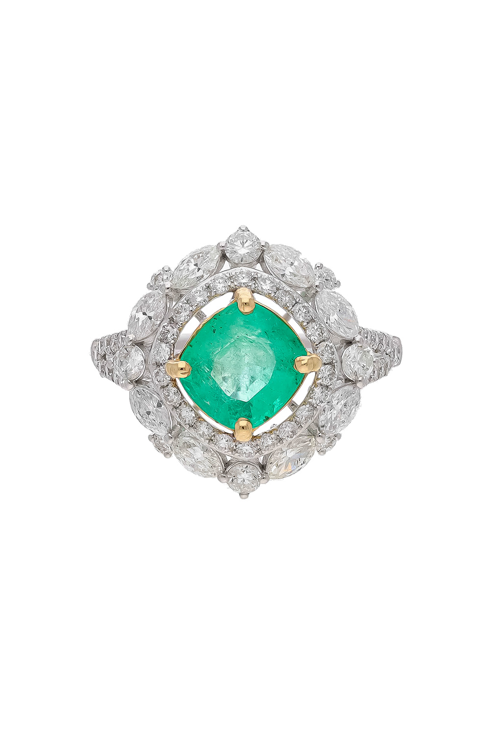 Natural Zambian Emerald Ring with Diamond and 18k Gold