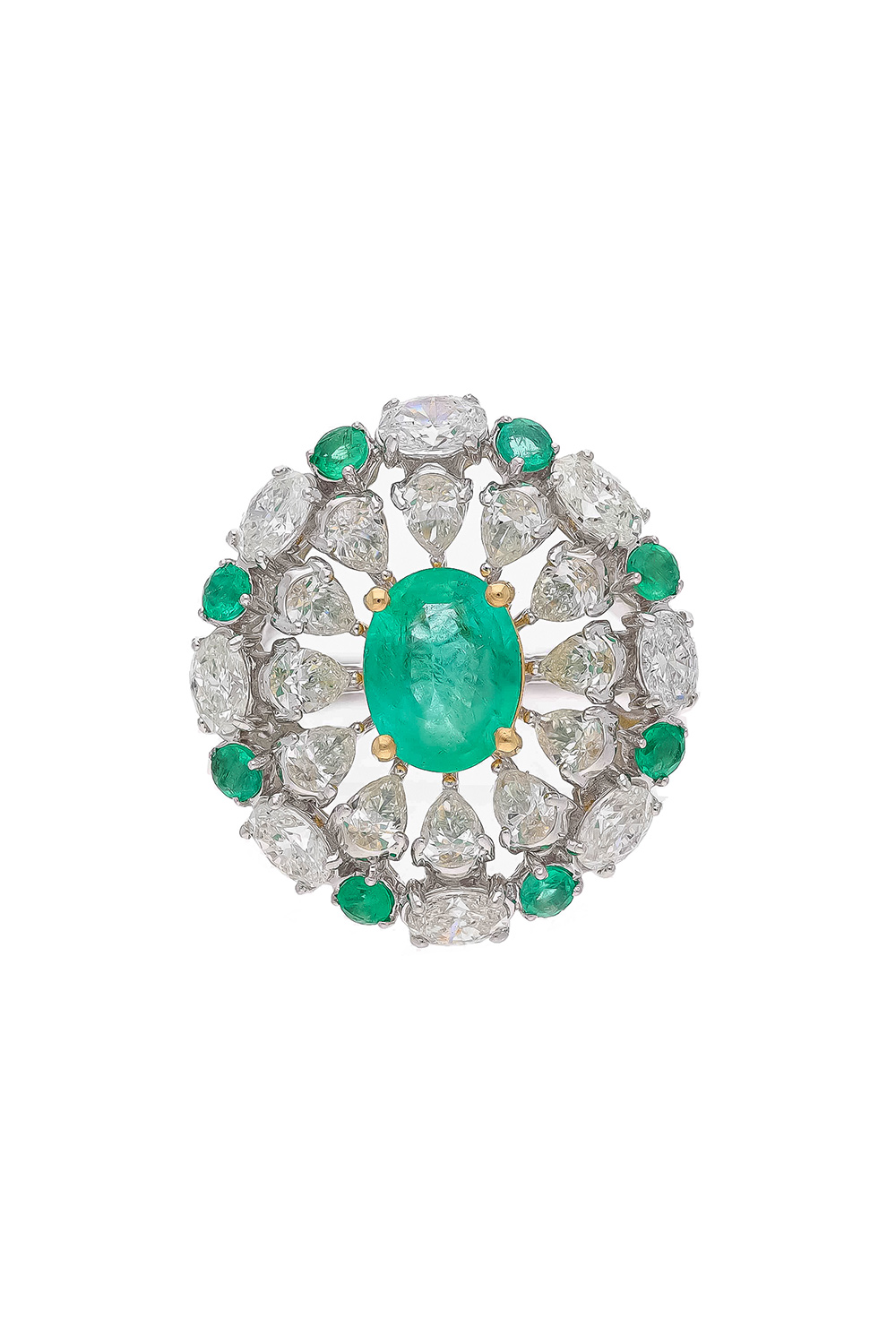 Natural Zambian Emerald Ring with Diamond and 18k Gold