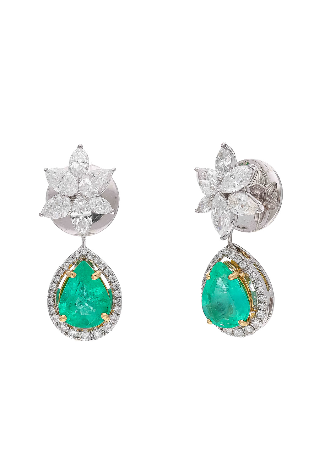 Natural Zambian Emerald Earring with Diamond and 18k Gold