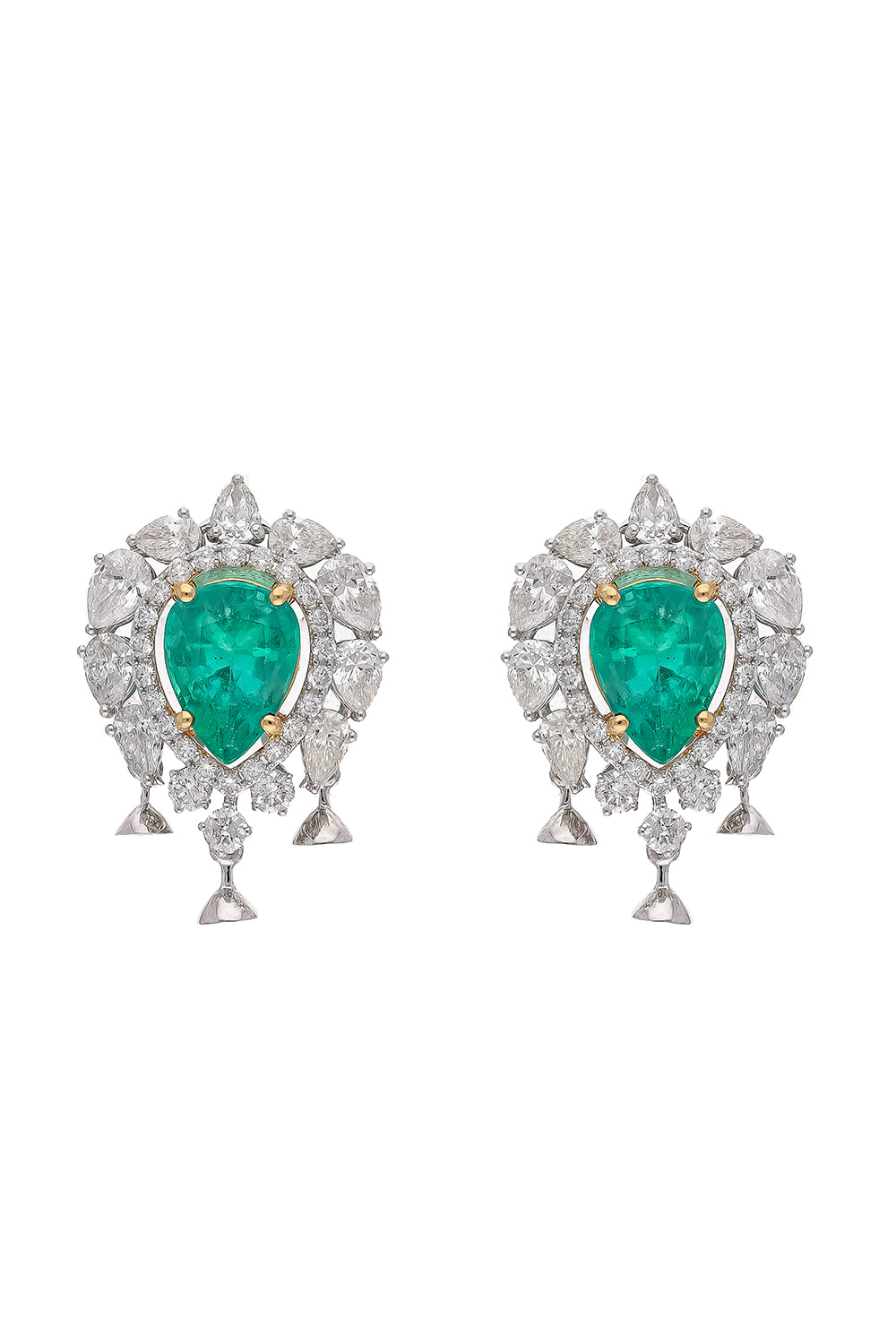 Natural Zambian Emerald Earring with Diamond and 18k Gold