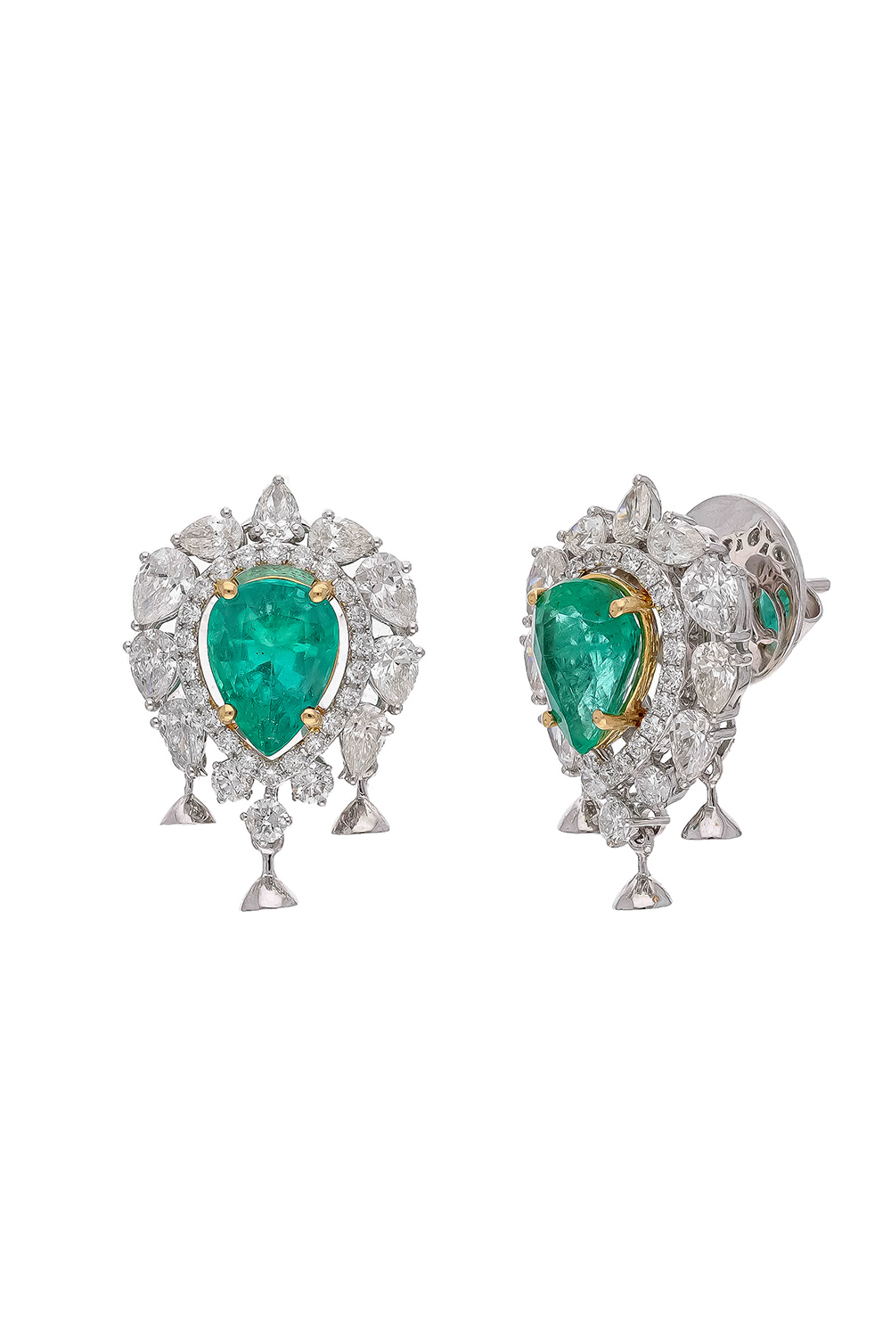 Natural Zambian Emerald Earring with Diamond and 18k Gold