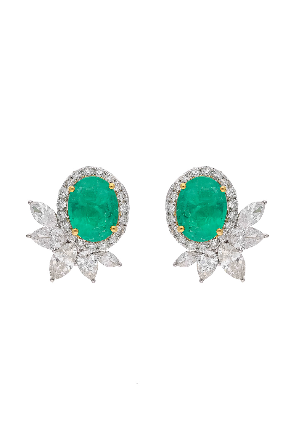 Natural Zambian Emerald Earring with Diamond and 18k Gold