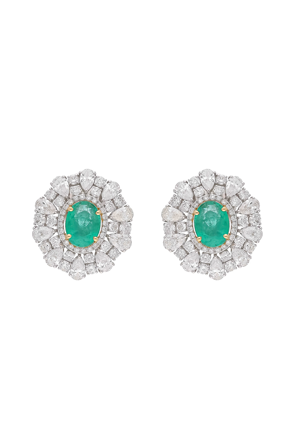 Natural Zambian Emerald Earring with Diamond and 18k Gold