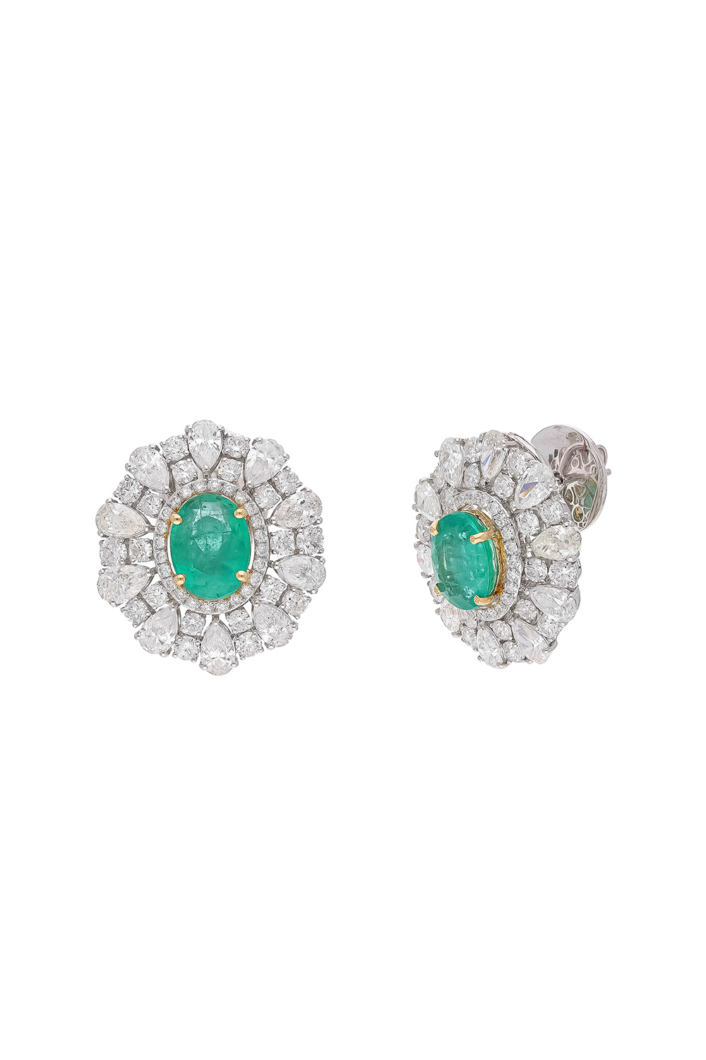 Natural Zambian Emerald Earring with Diamond and 18k Gold