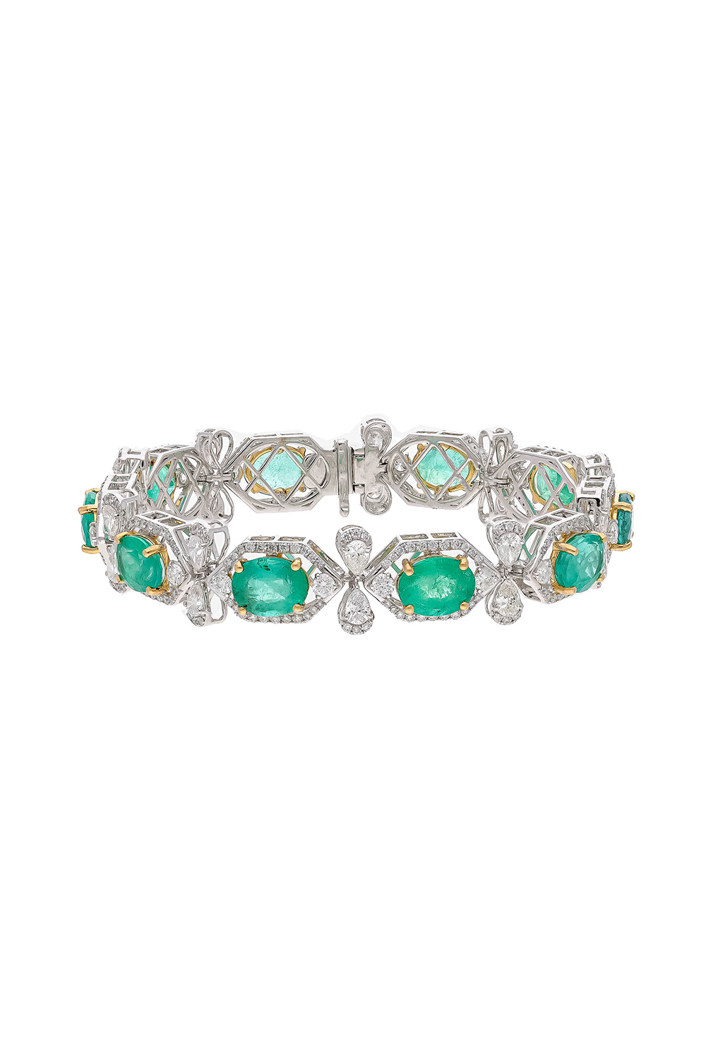 Natural Zambian Emerald Bracelet with Diamond and 18k Gold