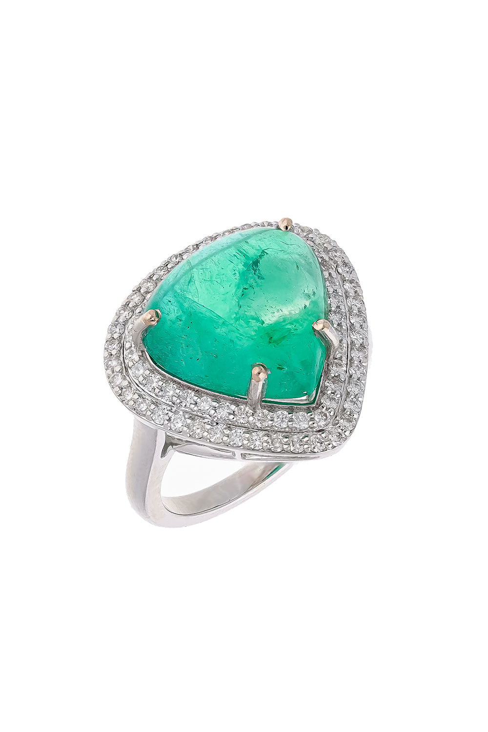 Natural Zambian Emerald Ring with Diamond and 18k Gold